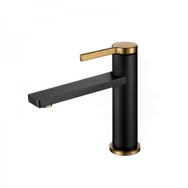 NEWARC 910521MB SİYAH - MAT ALTIN BOLD LAVABO BATARYASI.