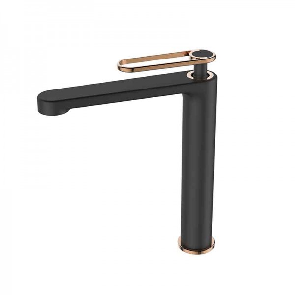 NEWARC 671005 ZETA SİYAH-PARLAK KROM ÇANAK TİPİ LAVABO BATARYASI.